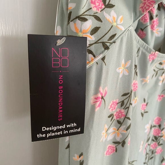 No Boundaries Sage Green Floral dress with Pink & Cream Accents - Picture 5 of 5